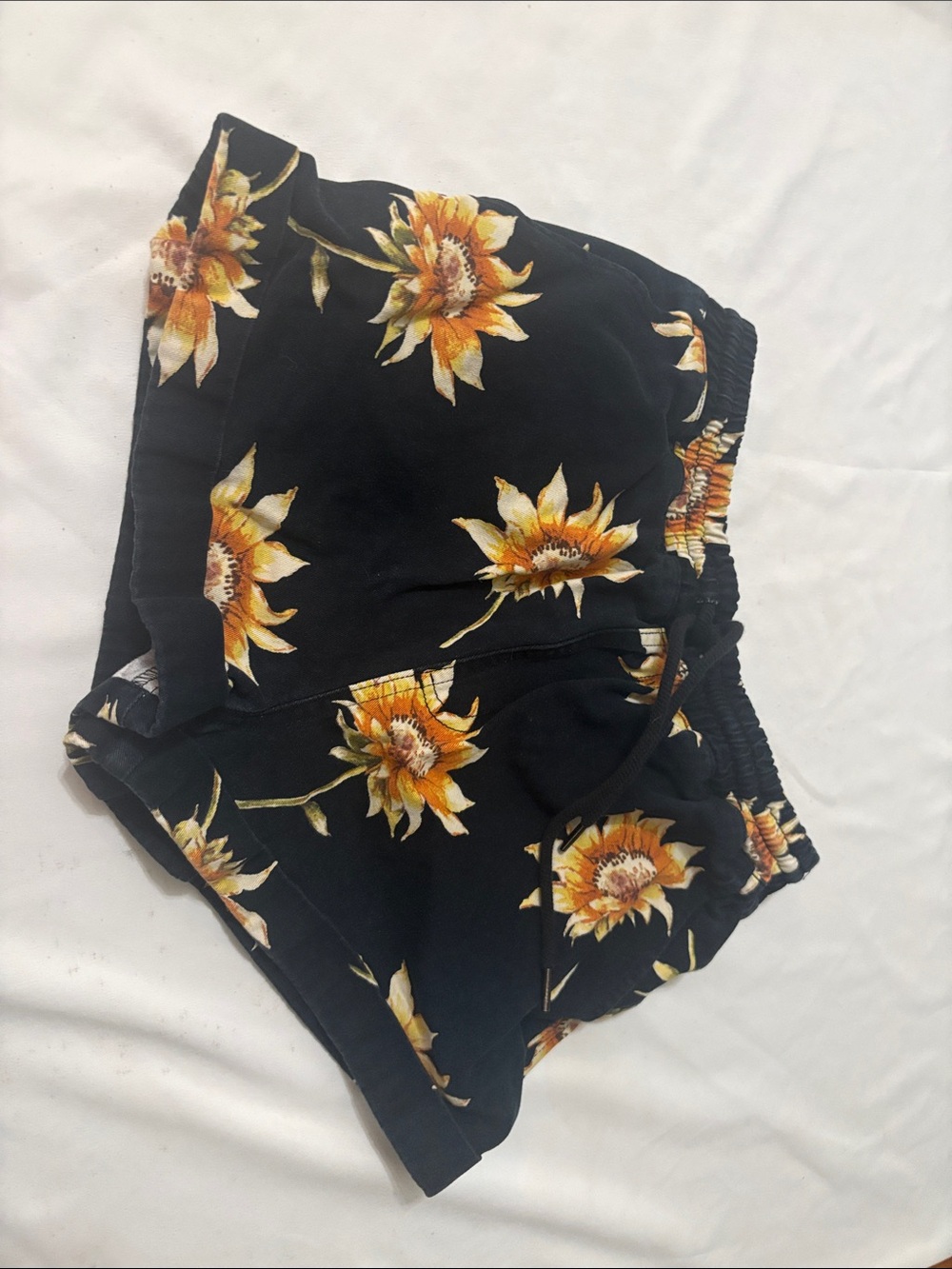 Forever 21 Black Sunflower Print Athletic Shorts